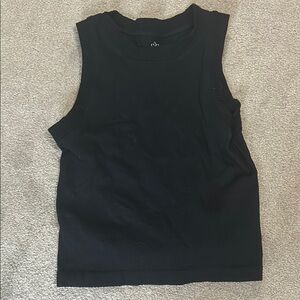 Aura Black Sleeveless Crop Muscle Tee